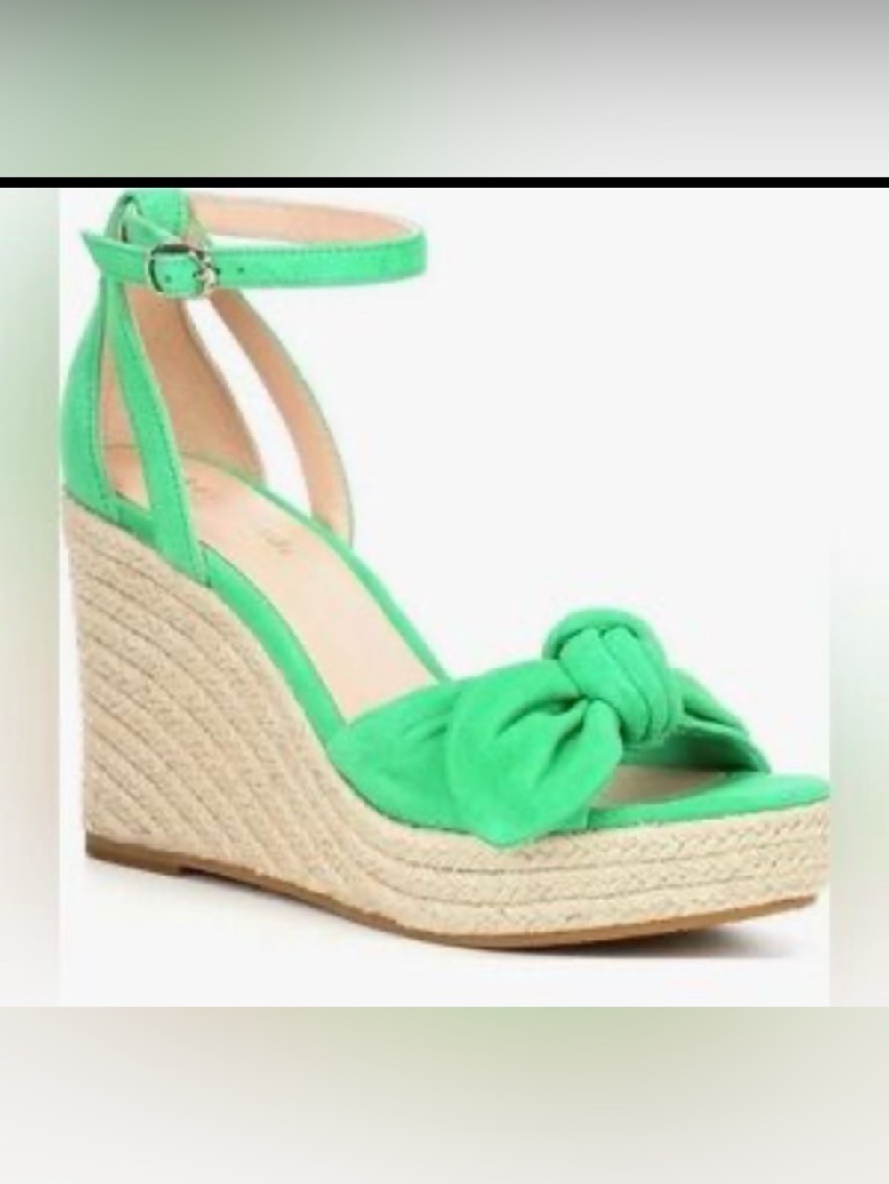 Kate Spade New York Tianna Green Knot Detail Espadrills Wedge Sandals sz 5.5 NWT
